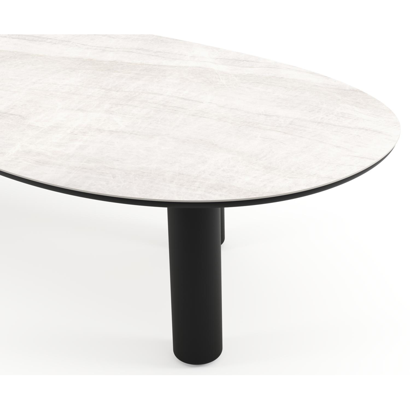 Table de jardin Amico organique en aluminium noir et céramique pleine Taj Mahal - Lg. 320 x Lrg. 145 x Haut. 74 cm