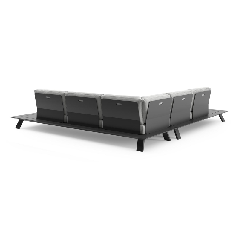 Cesano loungehoek in zwart aluminium met natte grey chine all weather Sunbrella® luxe kussen