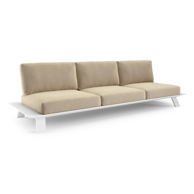 Cesano loungebank in wit aluminium met althea camel all weather Cosytica kussen