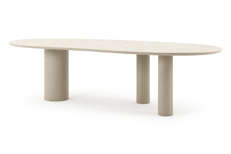 Organo tuintafel organisch in beige aluminium en volkeramiek Retrostone L 280 x B 120 x H 74 cm
