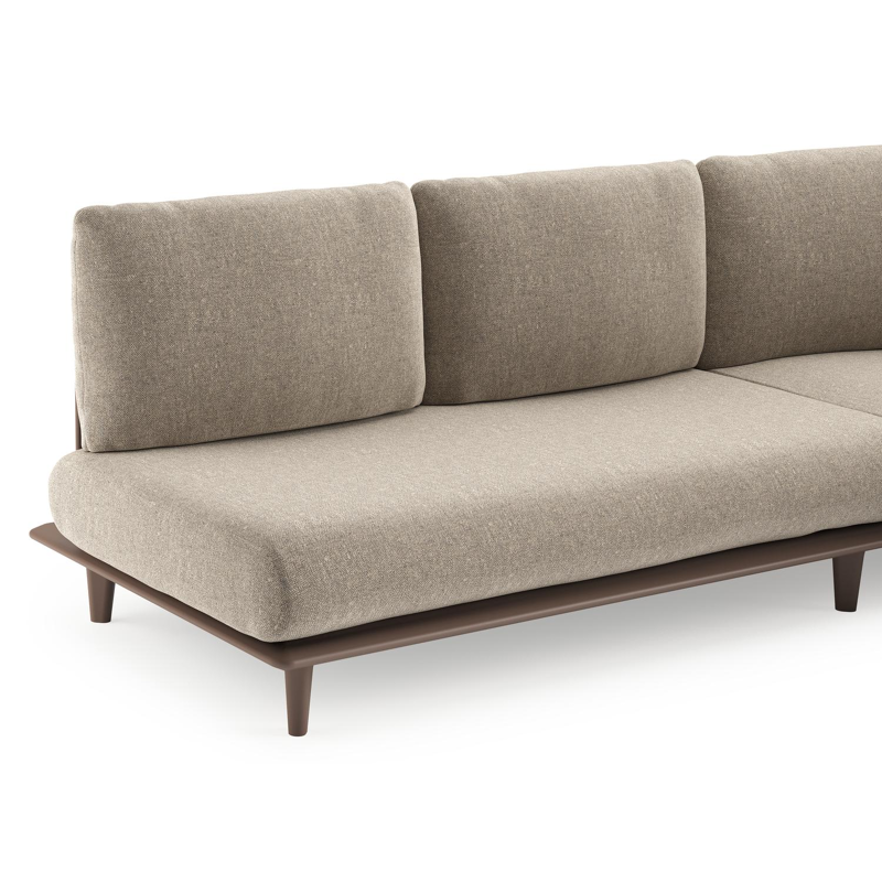 Bomero loungehoek in taupe aluminium met chartres pewter all weather sunbrella® luxe kussen