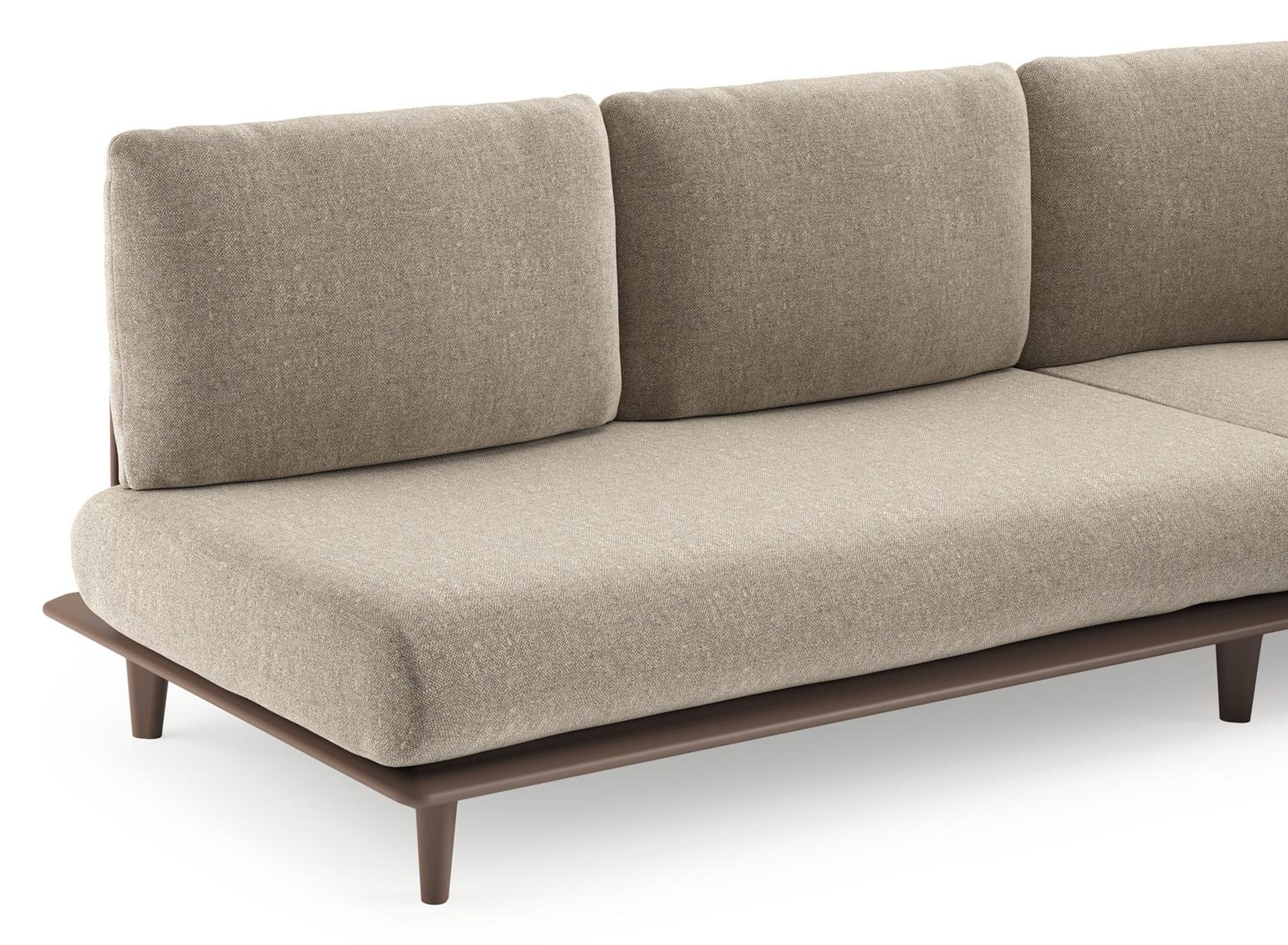 Bomero loungehoek in taupe aluminium met chartres pewter all weather sunbrella® luxe kussen