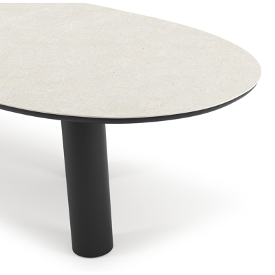 Organo tuintafel organisch in zwart aluminium en volkeramiek Shilin L 280 x B 120 x H 74 cm x H 74 cm