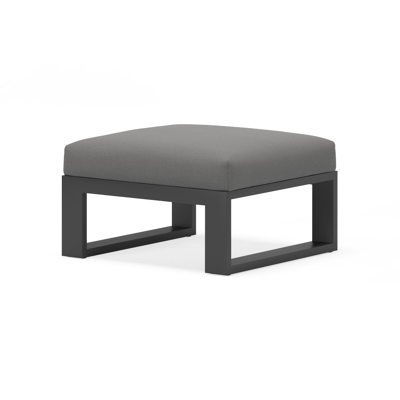 Verato poef in zwart aluminium met natte charcoal chine all weather sunbrella® luxe kussen