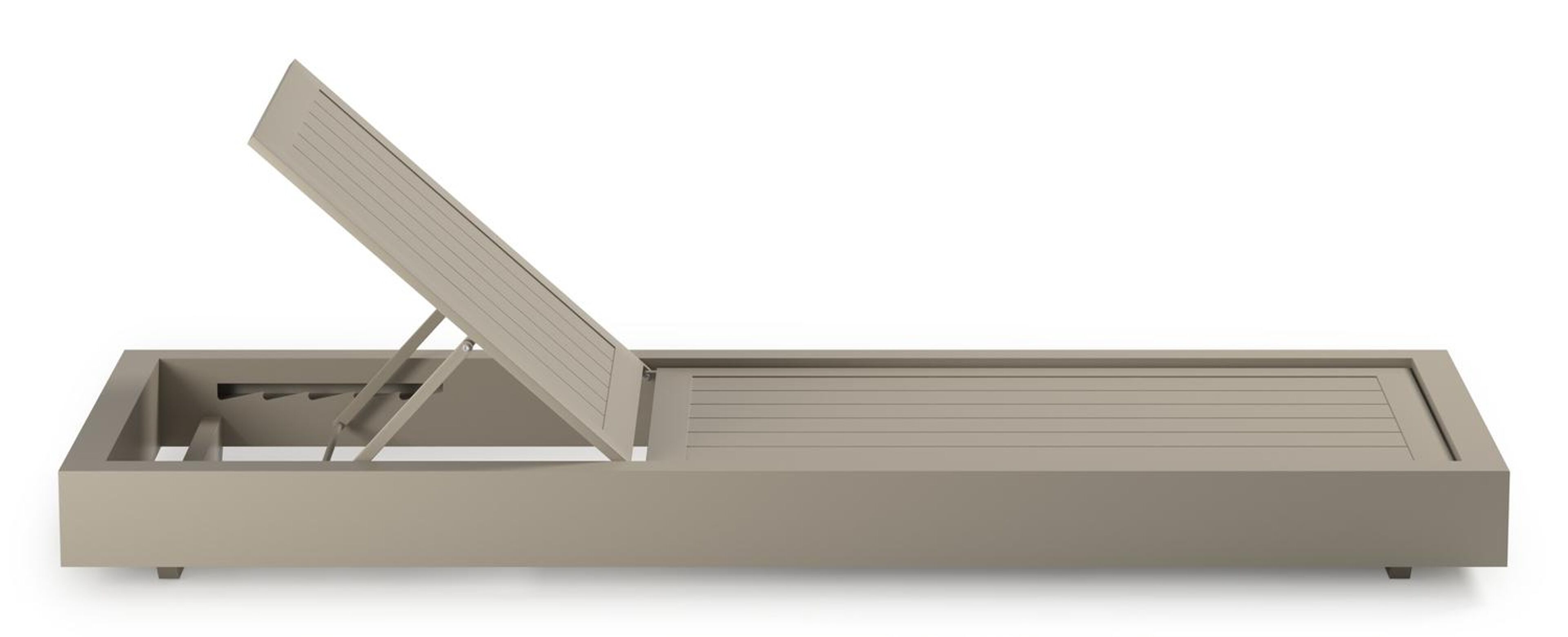 Chaise longue réglable Como en aluminium beige avec chartres pewter all weather sunbrella® luxe coussin