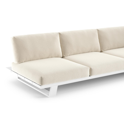 Pagino loungebank in wit aluminium met althea off white all weather cosytica kussen