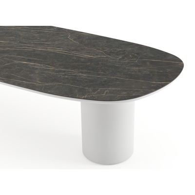 Amico tuintafel bombo in wit aluminium en volkeramiek Black Obsession - L 320 x B 130 x H 73.5 cm