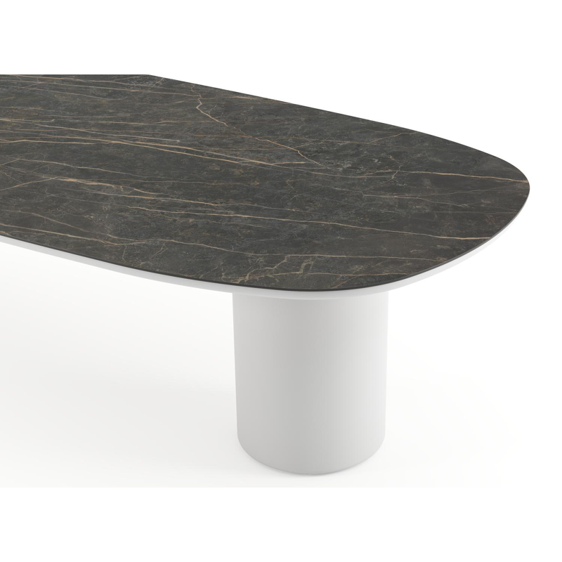 Amico tuintafel bombo in wit aluminium en volkeramiek Black Obsession - L 320 x B 130 x H 73.5 cm