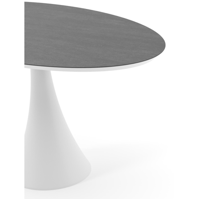 Fano tuintafel ovaal in wit aluminium en volkeramiek Basalt Black - L 140 x B 80 x H 74.5 cm