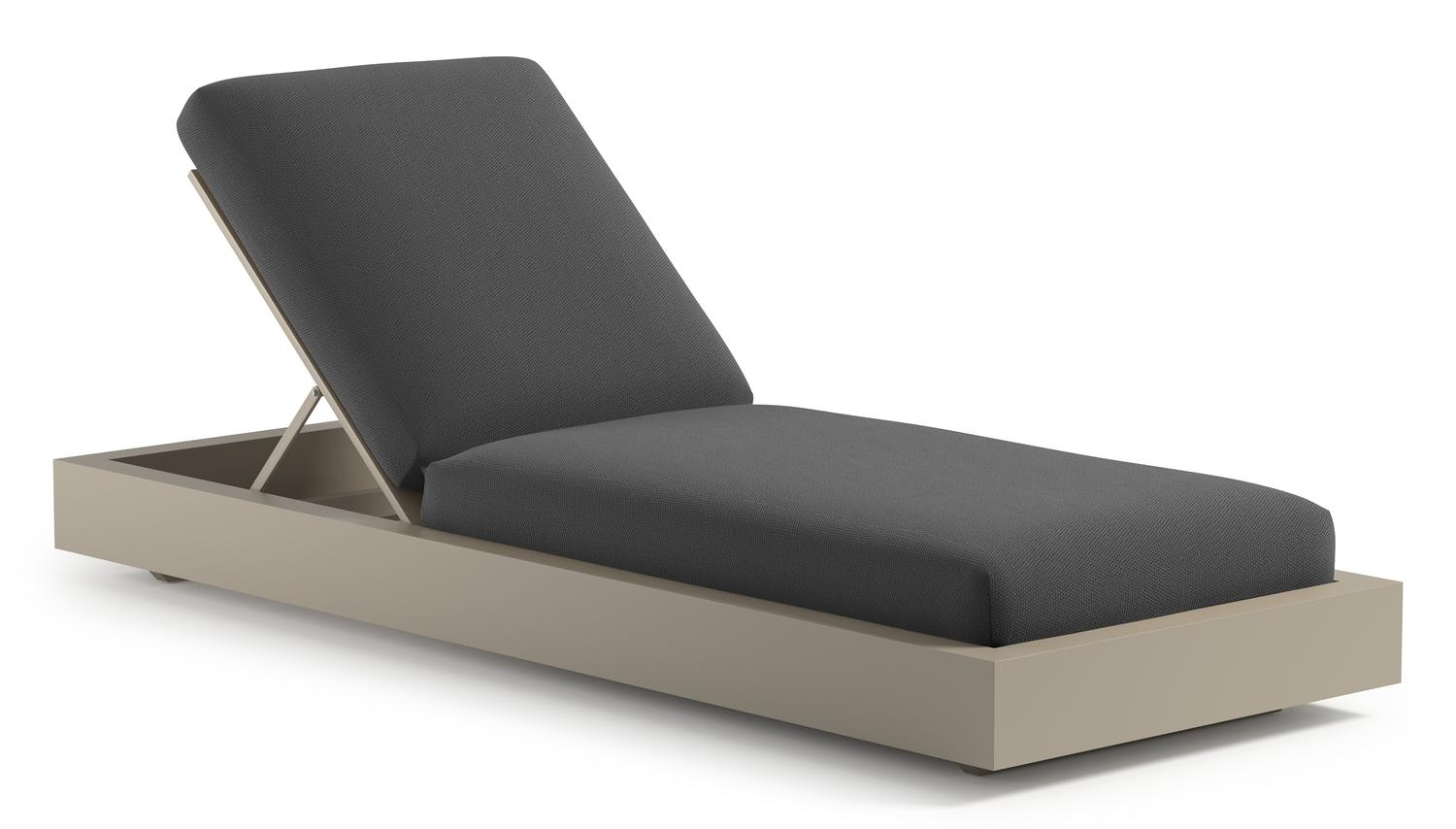 Como verstelbaar ligbed in beige aluminium met lopi shadow all weather sunbrella® luxe