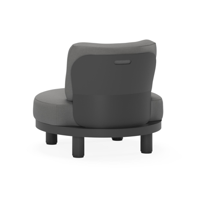 Donato loungestoel 1-zit in zwart aluminium met natte charcoal chine all weather sunbrella® luxe kussen