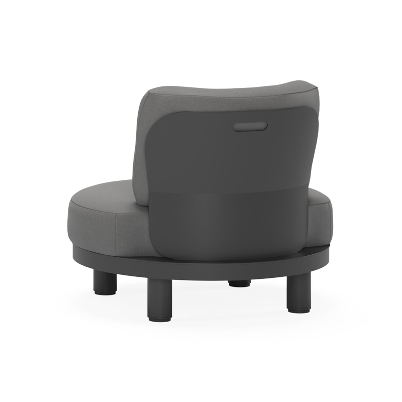 Donato loungestoel 1-zit in zwart aluminium met natte charcoal chine all weather sunbrella® luxe kussen