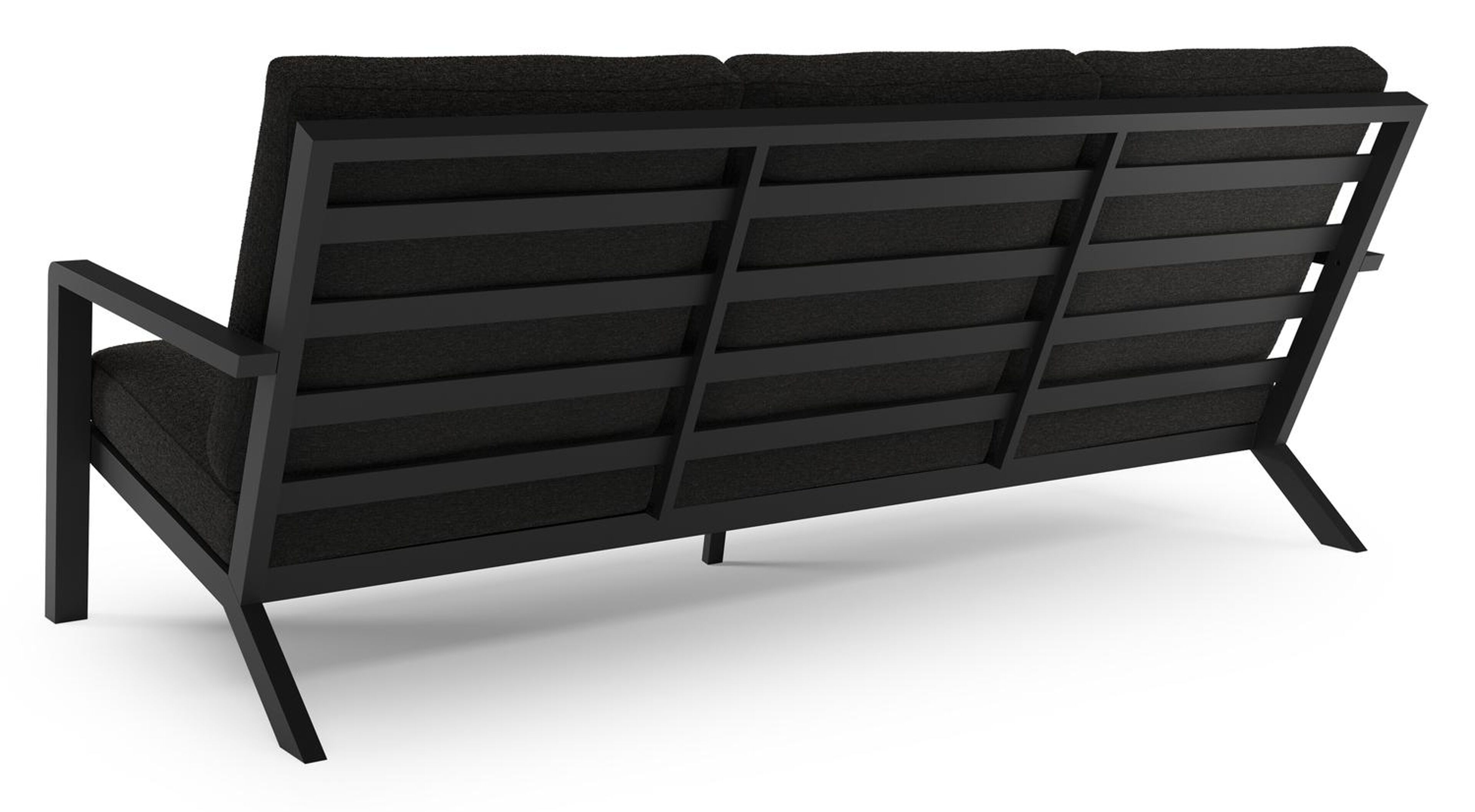 Nelas loungeset in zwart aluminium met zwart weather+ softtouch kussens en loungetafel