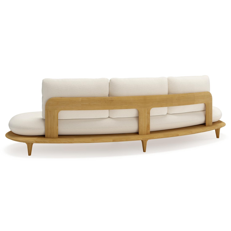 Bomero loungeset in teak met natte white all weather sunbrella® luxe kussen