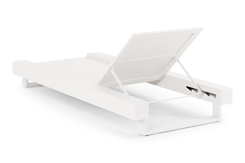 Nano verstelbaar ligbed in wit aluminium met natte charcoal chine all weather sunbrella® luxe kussen