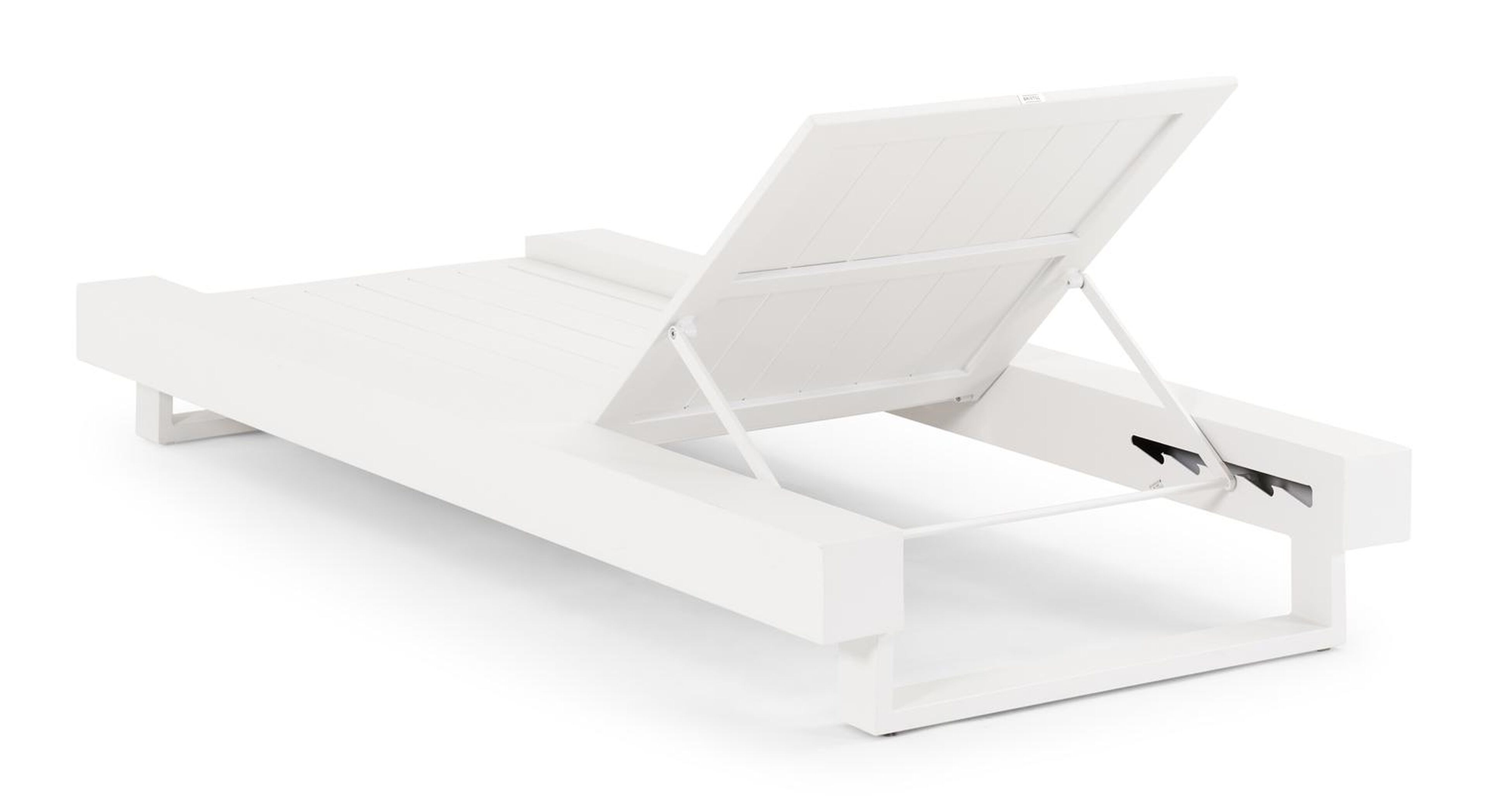 Nano verstelbaar ligbed in wit aluminium met natte charcoal chine all weather sunbrella® luxe kussen