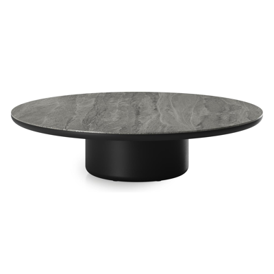 Amico loungetafel rond in zwart aluminium en volkeramiek Aspen Grey - Dia. 110 x H 28 cm