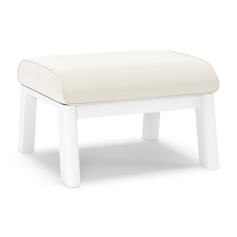 Cirello poef in wit aluminium met savane white all weather sunbrella® luxe kussen