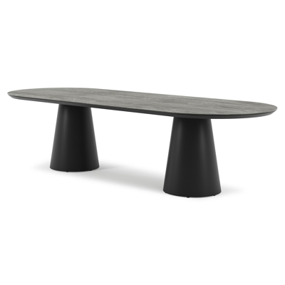 Table de jardin Donato en aluminium noir et céramique pleine aspen grey - Lg 300 x Larg. 110 x H 74 cm