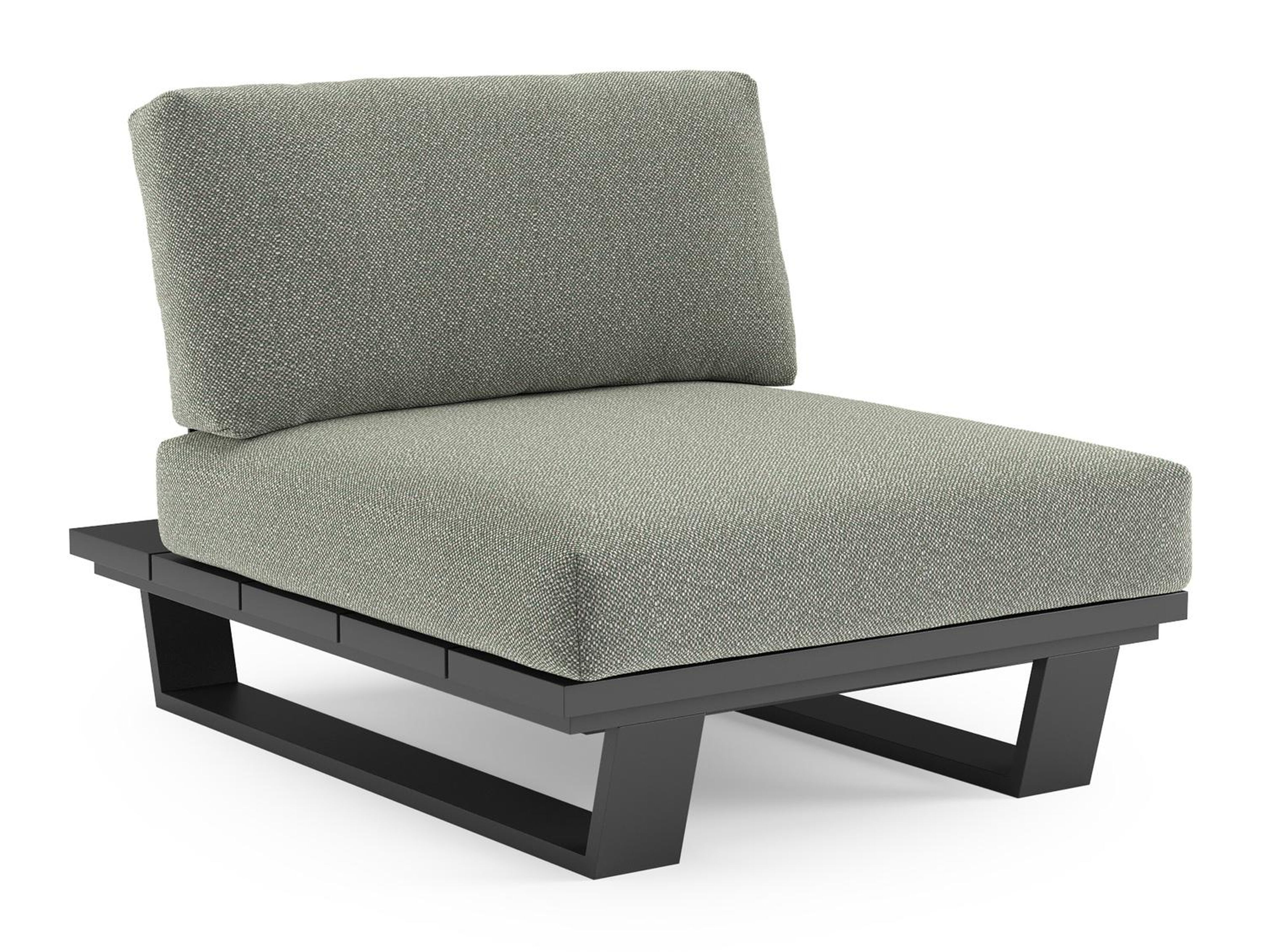 Pagino loungestoel in zwart aluminium met savane leaf all weather sunbrella® luxe kussen