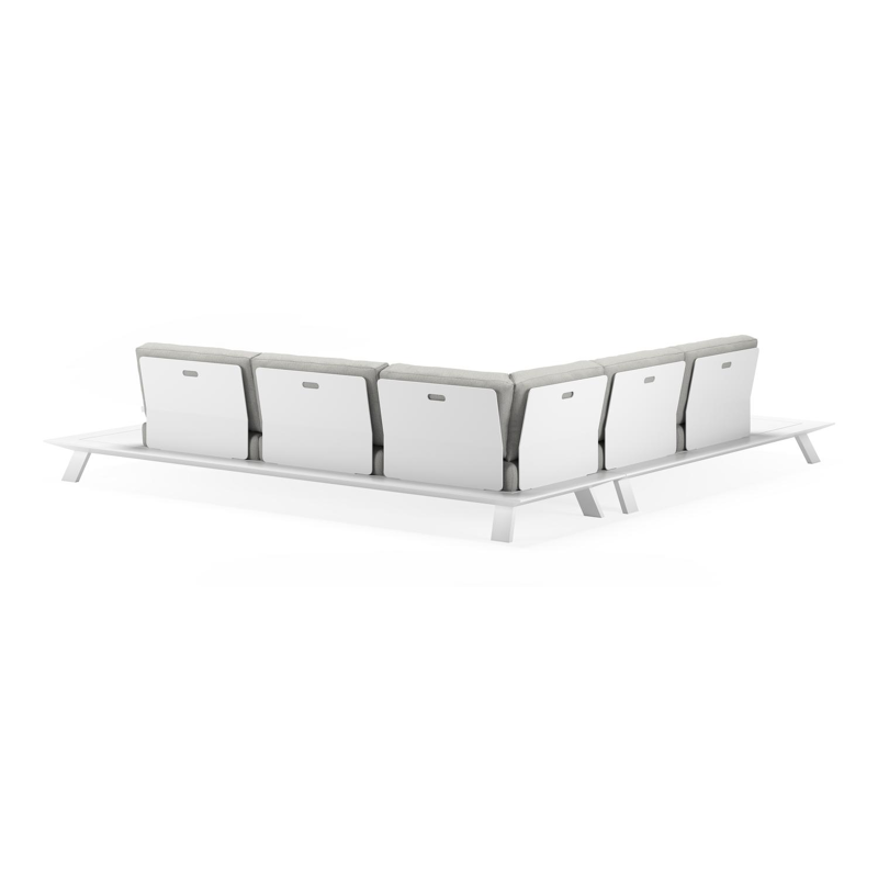 Cesano loungehoek in wit aluminium met tweed dune all weather sunbrella® luxe kussens