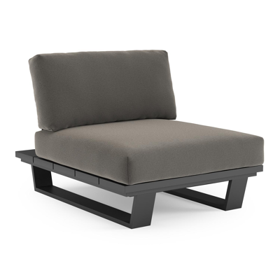 Fauteuil de jardin Pagino en aluminium noir et coussins en all weather sunbrella® luxe natte dark taupe