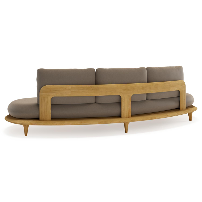 Bomero loungeset in teak met natte heather grey all weather sunbrella® luxe kussen