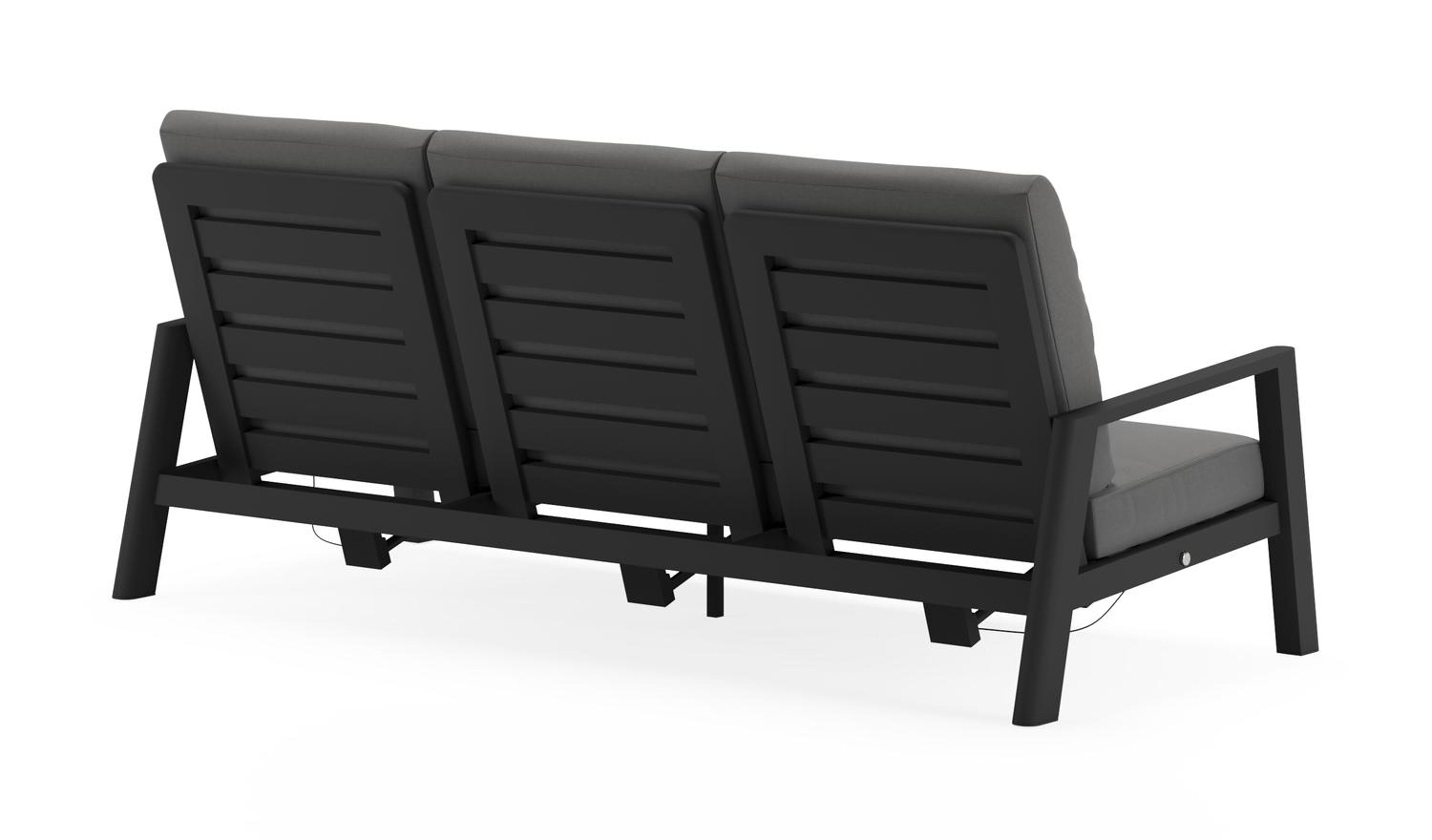 Cirello loungeset in zwart aluminium met natte charcoal chine all weather sunbrella® luxe kussens
