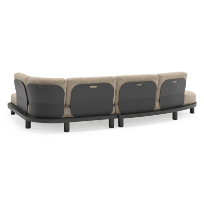 Donato loungehoek in zwart aluminium met all weather cosytica Bora Jungle kussen