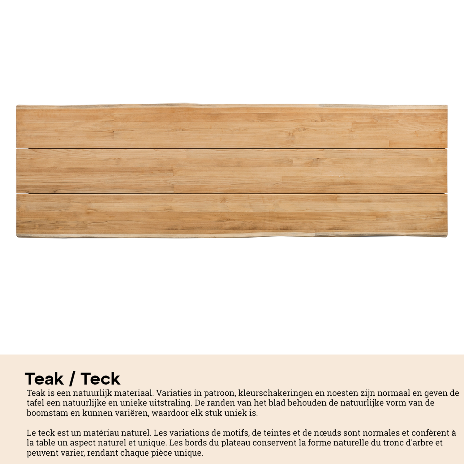 Portofino tuintafel in zwart aluminium en teak - L 240 x B 102 x H 74,5 cm
