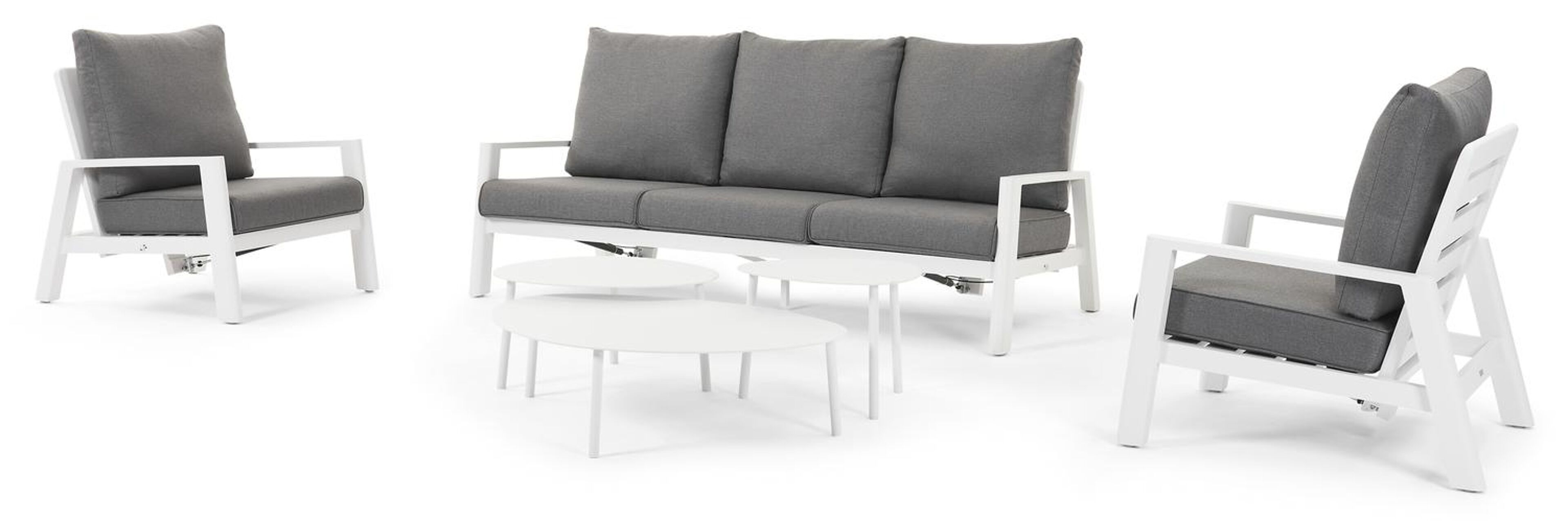 Cirello lounge 1-zit in wit aluminium