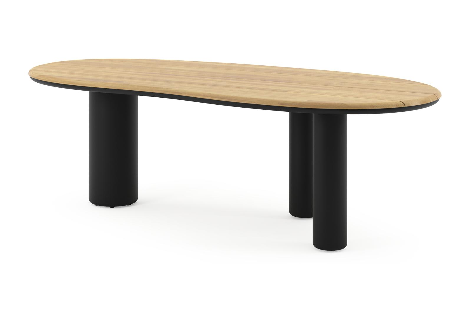 Table de jardin Amico organique en aluminium noir et teck- Lg. 240 x Lrg. 110 x Haut. 73.5 cm