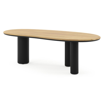 Amico tuintafel organisch in zwart aluminium en teak - L 240 x B 110 x H 73.5 cm