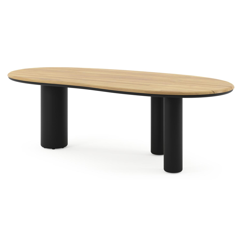 Amico tuintafel organisch in zwart aluminium en teak - L 240 x B 110 x H 73.5 cm
