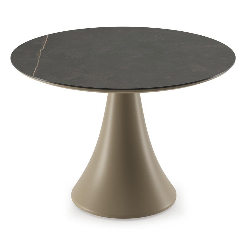 Fano low dining loungetafel rond in beige aluminium en volkeramiek Calatorao - Dia. 85 x H 55 cm