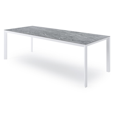Table de jardin Malito en aluminium blanc et ceramique pleine mar del plata - Lg. 240 x Larg. 100 x H 75,1 cm