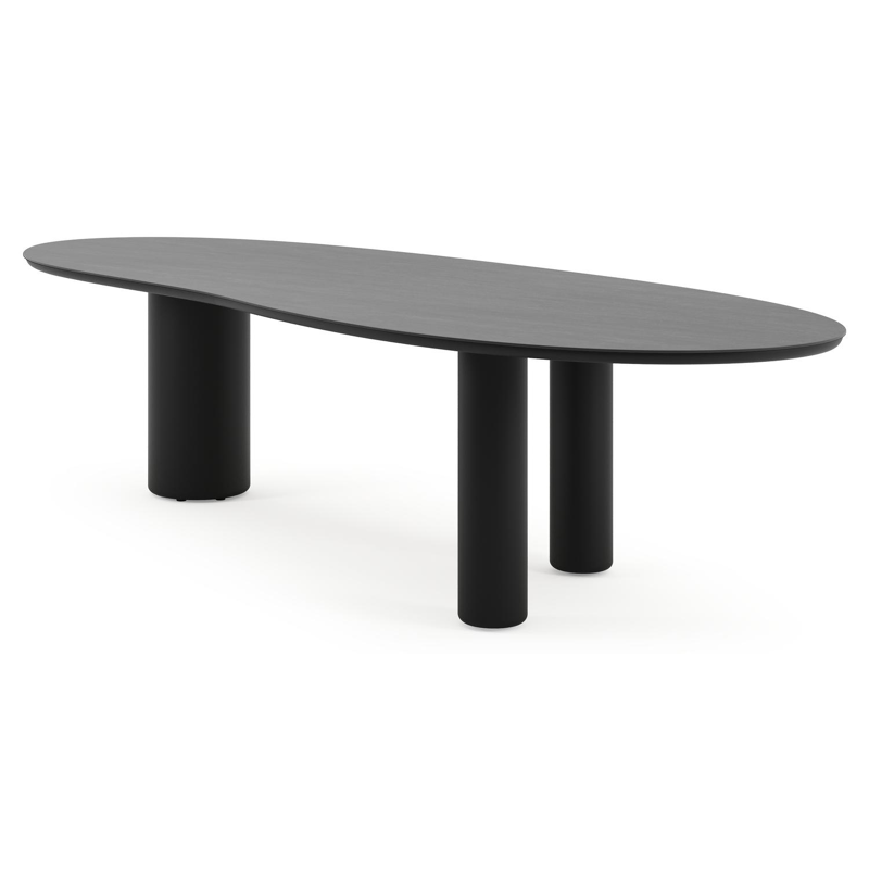 Amico tuintafel organisch in zwart aluminium en volkeramiek Basalt Black - L 320 x B 120 x H 73.5 cm