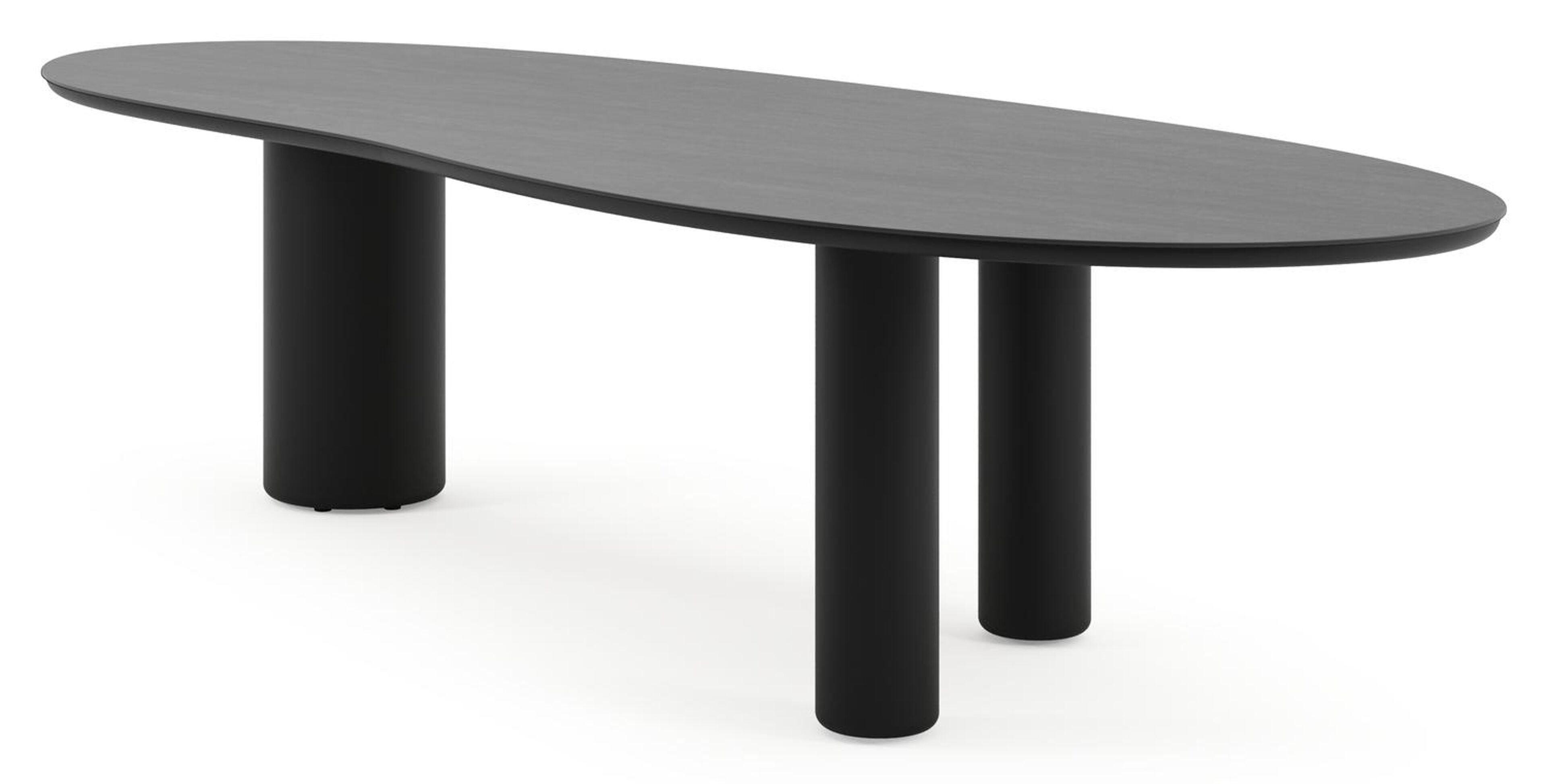 Table de jardin Amico organique en aluminium noir et céramique pleine Basalt Black - Lg. 320 x Lrg. 120 x Haut. 74 cm