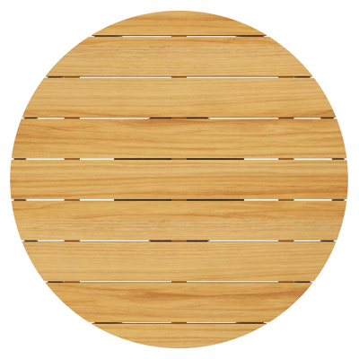 Amico loungetafel rond in beige aluminium en teak - Dia. 110 x H 28 cm