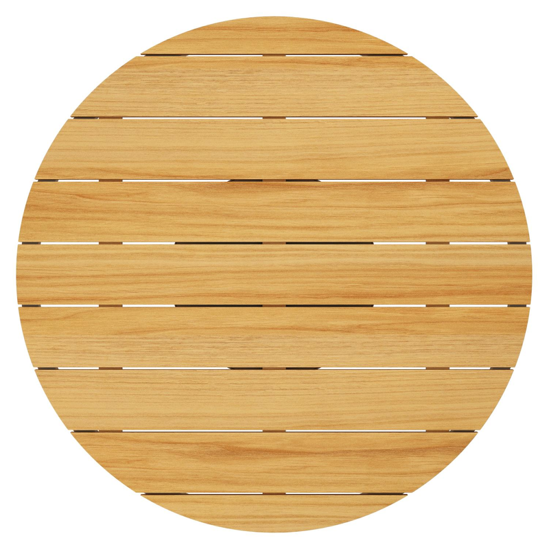 Amico loungetafel rond in beige aluminium en teak - Dia. 110 x H 28 cm