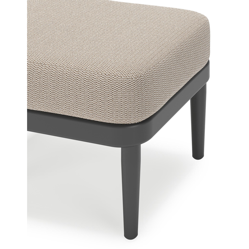 Pouf Orso en aluminium noir et coussins en all weather sunbrella® luxe Lopi Fossil