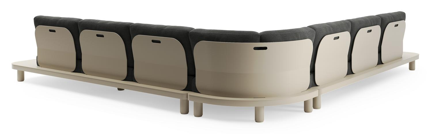 Donato loungehoek in beige aluminium met chartres sooty all weather sunbrella® luxe kussen