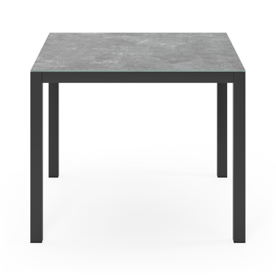 Feltro tuinset in zwart aluminium en grijs keramisch glas tafelblad met 4 Rivo tuinstoelen