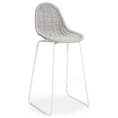 Pagino barstoel in wit aluminium en grijs wicker