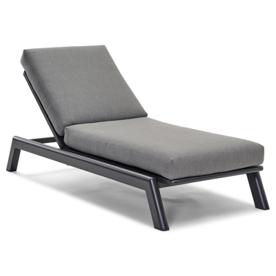 Cirello verstelbaar ligbed met pompsysteem in zwart aluminium met natte charcoal chine all weather sunbrella® luxe kussen