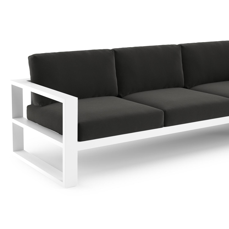 Verato loungebank in wit aluminium met natte sooty all weather sunbrella® luxe kussen