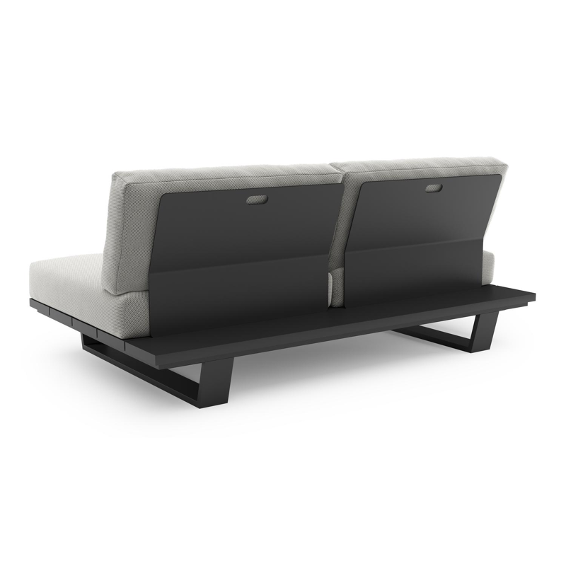 Pagino loungebank in zwart aluminium met lopi ash all weather sunbrella® luxe kussen