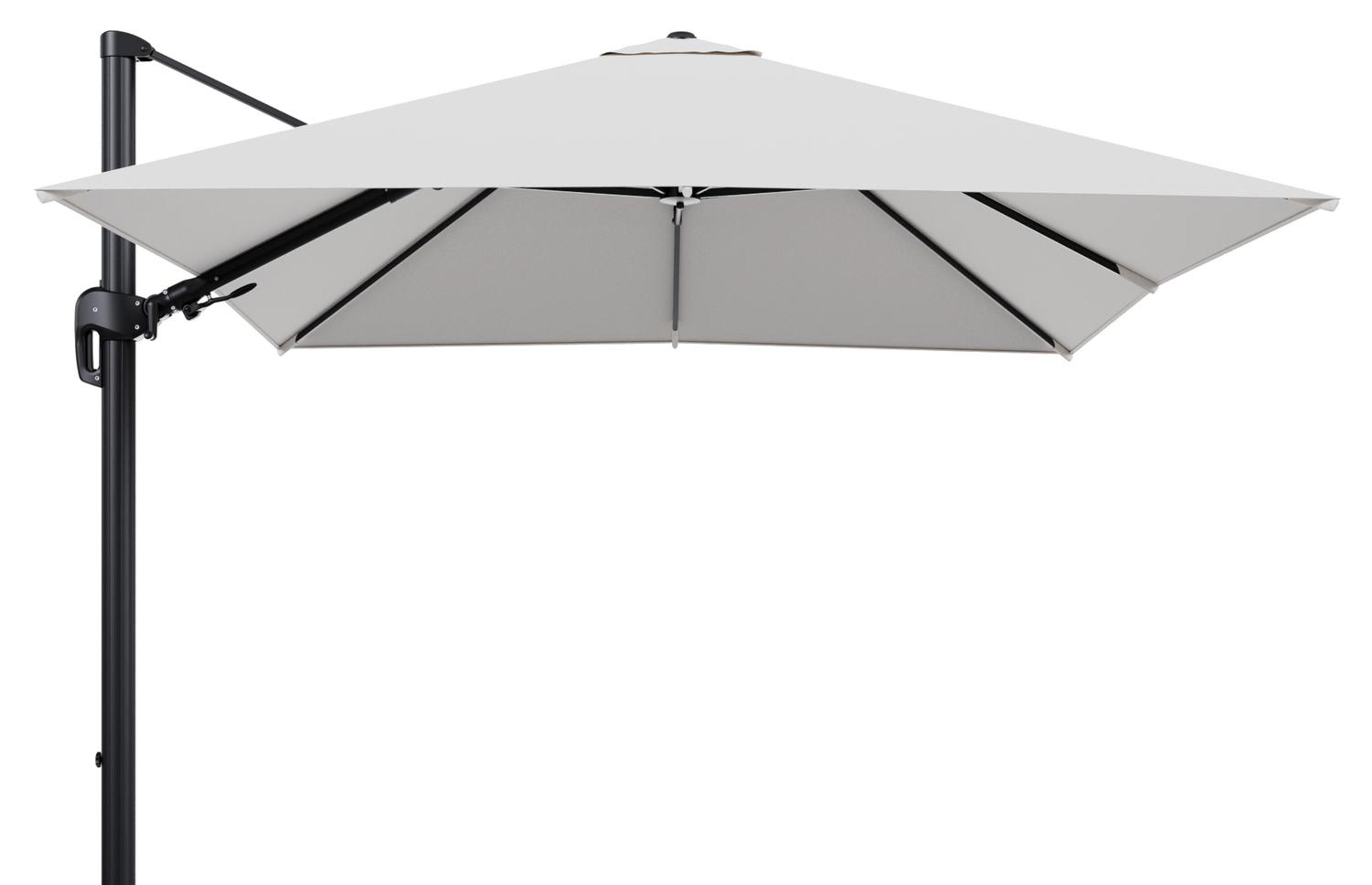 Rufina zweefparasol tiltfunctie in zwart aluminium en parasoldoek in All Weather Solica Soul Optik  - L1 300 x L2 300 cm (zonder voet) (zonder voet)