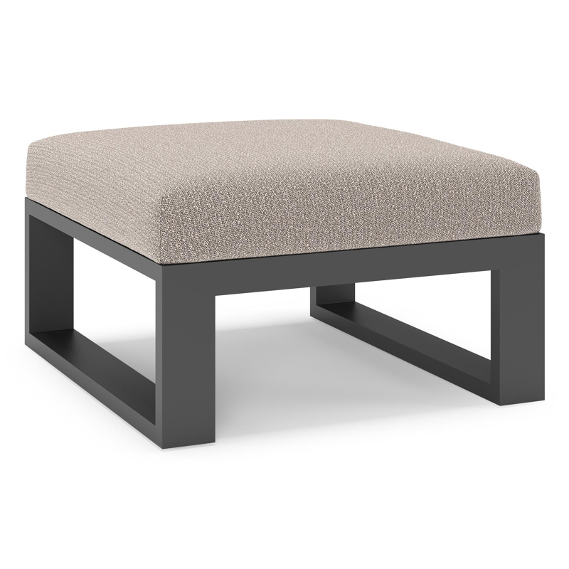 Verato poef in zwart aluminium met wander granite all weather sunbrella® luxe kussen