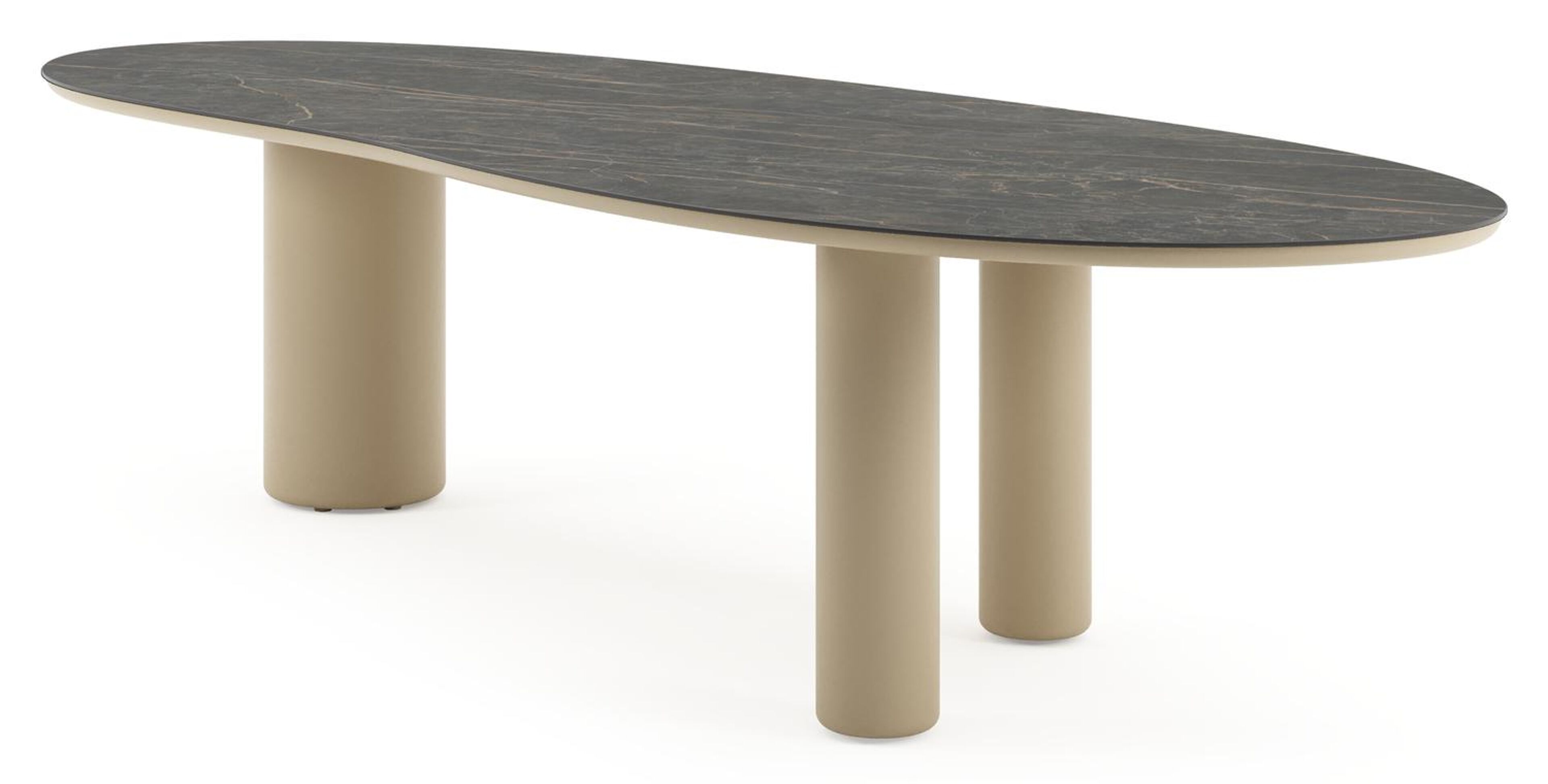 Amico tuintafel organisch in beige aluminium en volkeramiek Black Obsession - L 320 x B 120 x H 73.5 cm